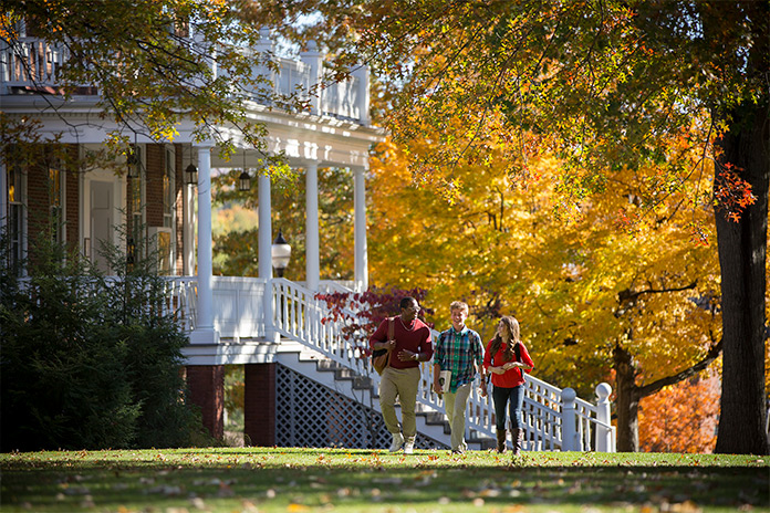 students walking by founder's steps photo