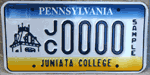 Juniata College License Plate