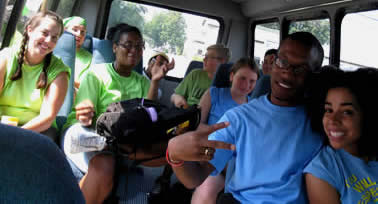 Plexus Members on a bus at Juniata College