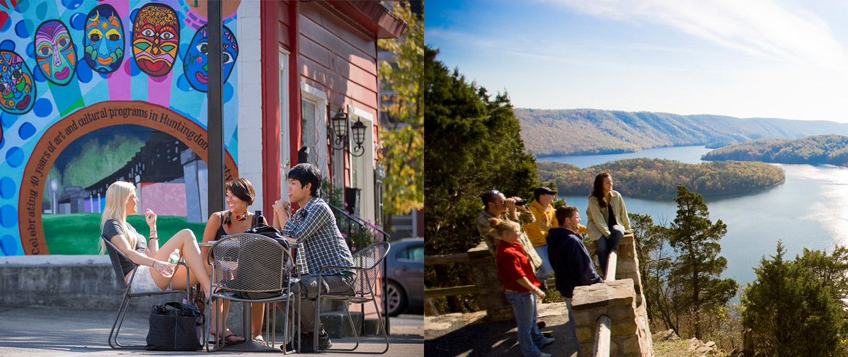 Students at Cafe and Overlook