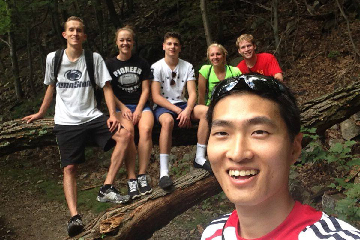 Sam with his friends at 1000 steps a popular hiking trail in Huntingdon County.